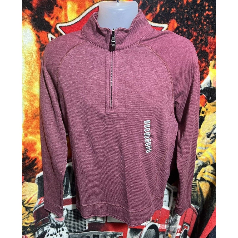 New Bahama Bay Club 1/4‎ zip mens lightweight Reversible sweater, size M Maroon